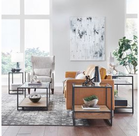 Norwood Weathered Oak and Gray Rectangular Glass Top Sofa Table