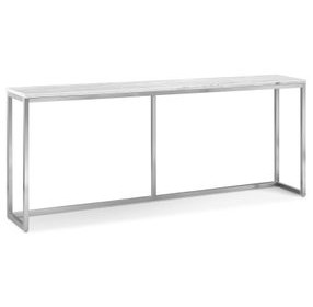 Isolde White and Brushed Nickel Rectangular Marble Top Sofa Table