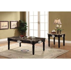 Ernestine Beige and Black Square Marble Top End Table