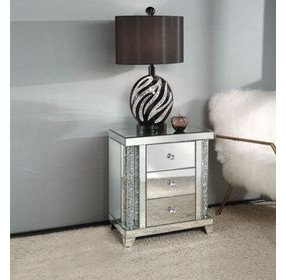 Noralie Silver and Gray Night Table with 3 Drawers