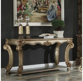 Vendome Gold Patina Rectangular Sofa Table with Storage