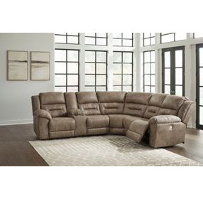 Ravenel Fossil 3 Piece Modular Power Reclining Sectional with LAF Console Loveseat and USB Charging