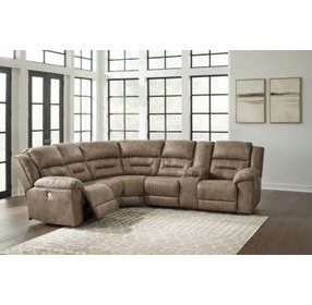 Ravenel Fossil 3 Piece Modular Power Reclining Sectional with RAF Console Loveseat and USB Charging