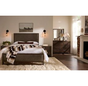 Lodge and Loft Sedona Brown Performance Fabric King Upholstered Panel Bed