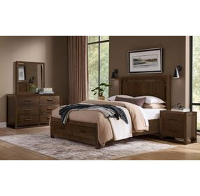 Lodge and Loft Dark Oak Queen Floating Storage Panel Bed