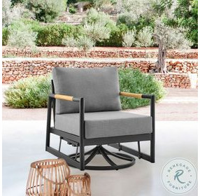 Crown Gray Outdoor Patio Swivel Glider Lounge Chair