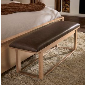 Lodge and Loft Brown Performance Fabric Upholstered Bed Bench