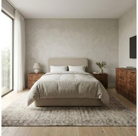 Dawson Light Gray California King Upholstered Platform Bed