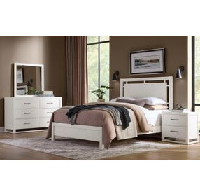 Lodge and Loft Soft White King Floating Panel Bed