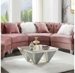 Noralie Silver and Gray Square Glass Top Coffee Table