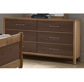 Nordhaven Clear Maple and Nordic Walnut 6 Drawer Dresser