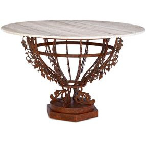 Venetian Cream and Brown 50" Round Center Dining Table