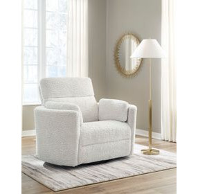 Raemondi Silver Swivel Glider Rocker Power Recliner with USB Charging and Pillows