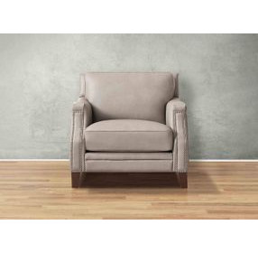 Camden Stone Leather Upholstered Accent Chair with Nailhead Trim