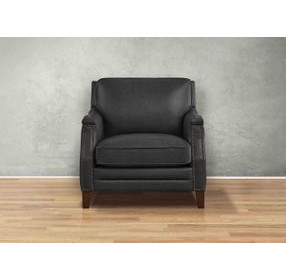 Camden Black Leather Upholstered Accent Chair with Nailhead Trim