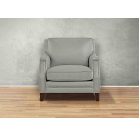 Camden Silver Leather Upholstered Accent Chair with Nailhead Trim