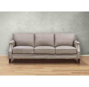 Camden Stone Leather 87" Sofa with Nailhead Trim