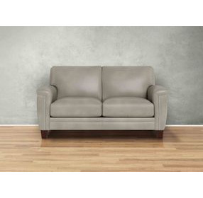 Sherwyn Stone Leather 64" Loveseat with Nailhead Trim