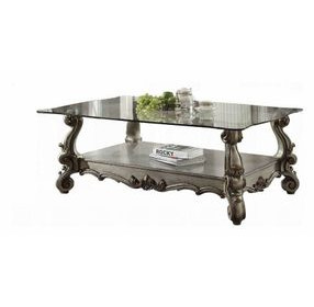 Versailles Antique Platinum Glass Top Occassional Table Set