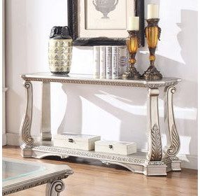 Northville Antique Silver Rectangular Glass Top Sofa Table