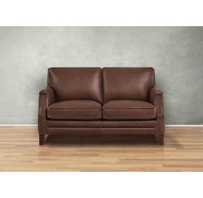 Camden Pecan Leather 61" Loveseat with Nailhead Trim