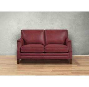 Camden Cranberry Leather 61" Loveseat with Nailhead Trim