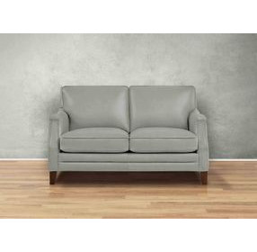 Camden Silver Leather 61" Loveseat with Nailhead Trim