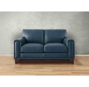 Halwyn Navy Leather 65" Loveseat