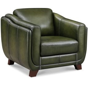 Godfrey Forrest Green Leather Upholstered Lounge Chair