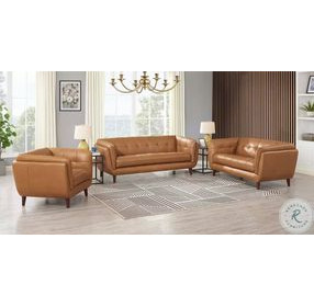 Sorella Cinnamon Brown Leather Living Room Set