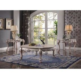 Dresden Vintage Bone White Oval Occassional Table Set