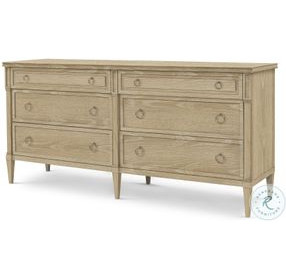 Maison '47 Blonde Cerused 6 Drawer Double Dresser