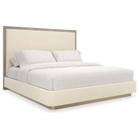 Anthology Beige and Dry Martini King Upholstered Panel Bed