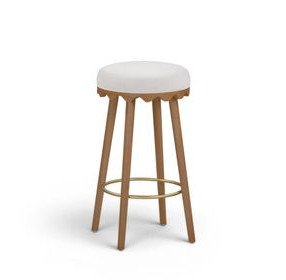Oodle Cream and Light Walnut Performance Vegan Mohair Upholstered Bar Stool