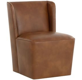 Ardent Tobacco Tan Upholstered Wheeled Dining Chair