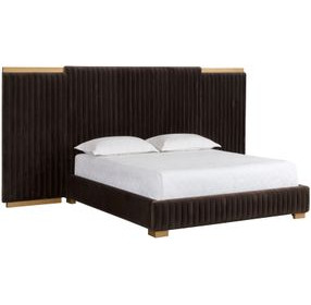 Tarrant Diamond Mink Upholstered Platform Bedroom Set
