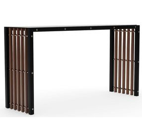 Pinstripe Dark Chocolate and Rich Walnut Rectangular Glass Top Console Table