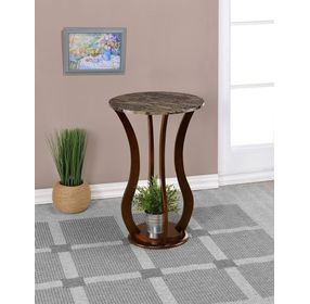 Elton Brown And Marble Top Round Accent Table