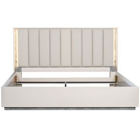 Alvara Stone and Taupe King Upholstered Platform Bed with LED