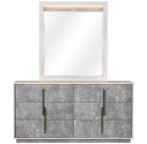 Pavira Stone 6 Drawer Dresser with Mirror and LED