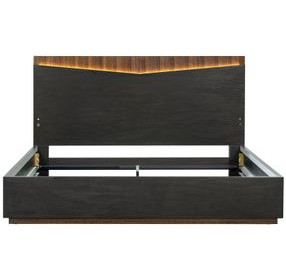 Kayner Charcoal King Platform Bed with LED and USB Charging