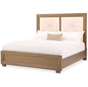Portrait Sienna Brown Queen Panel Bed with LED and USB Charging