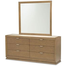 Portrait Sienna Brown 6 Drawer Dresser with LED and Rectangular Mirror
