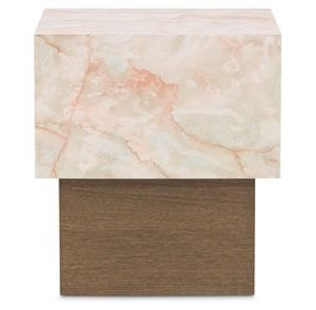 Portrait Sienna Brown and Creamy Peach Square End Table