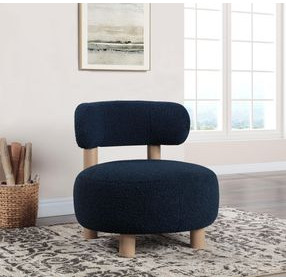 Zonie Blue Boucle Barrel Back Accent Chair
