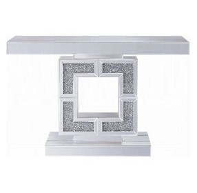 Noralie Silver and Gray 47" Rectangular Mirrored Console Table