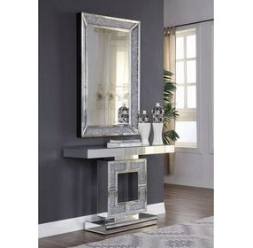 Noralie Silver and Gray 47" Rectangular Mirrored Console Table