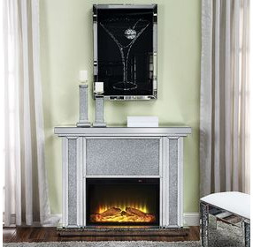 Noralie Silver 39" High Rectangular Electric Fireplace
