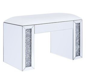 Noralie White Upholstered Vanity Stool