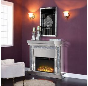 Noralie Silver 42" High Rectangular Electric Fireplace